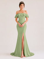 Mermaid Bridesmaid Dress with Ruffle Design 