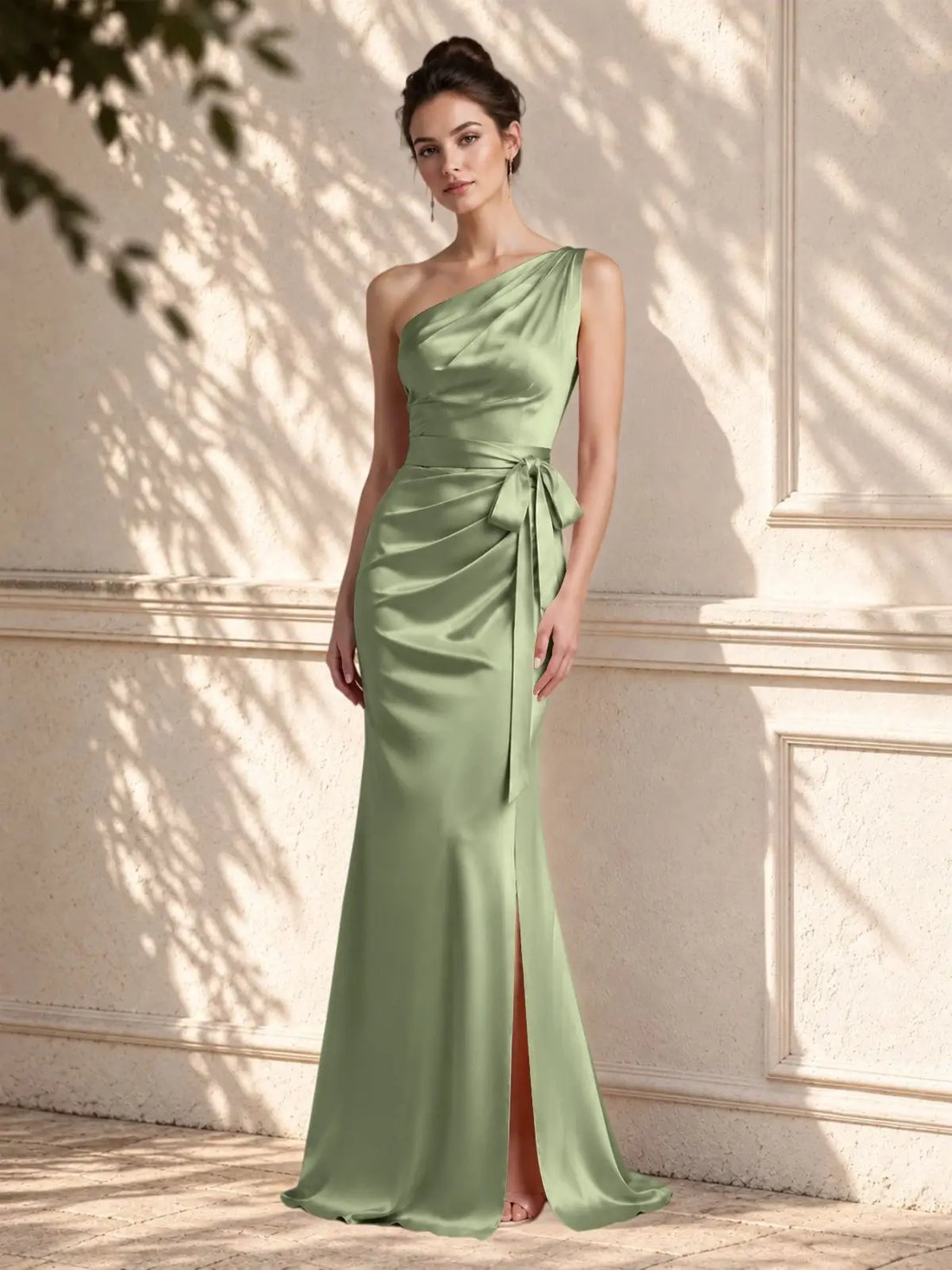 One-Shoulder Bridesmaid Dress with Sash
