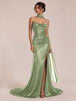Mermaid Bridesmaid Dress with Neck Scarf 
