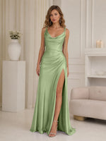 Cowl Neck Prom Dress with Ruched Waist 