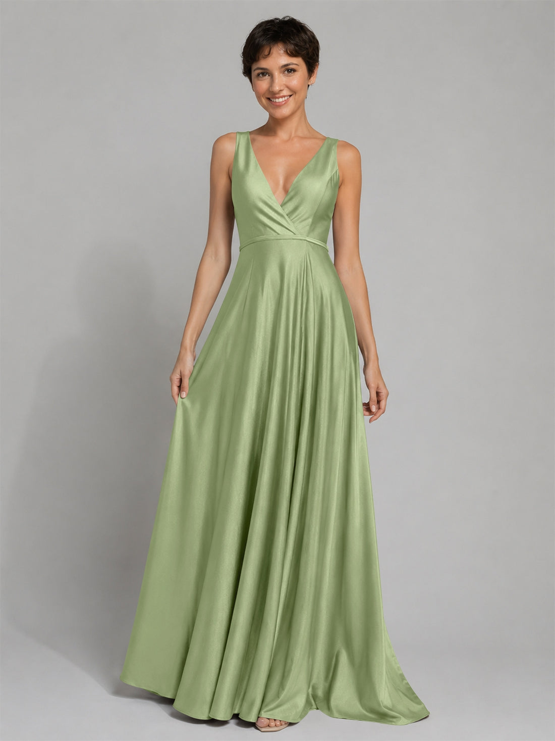 A-line Bridesmaid Dress with Cross-Over Bodice