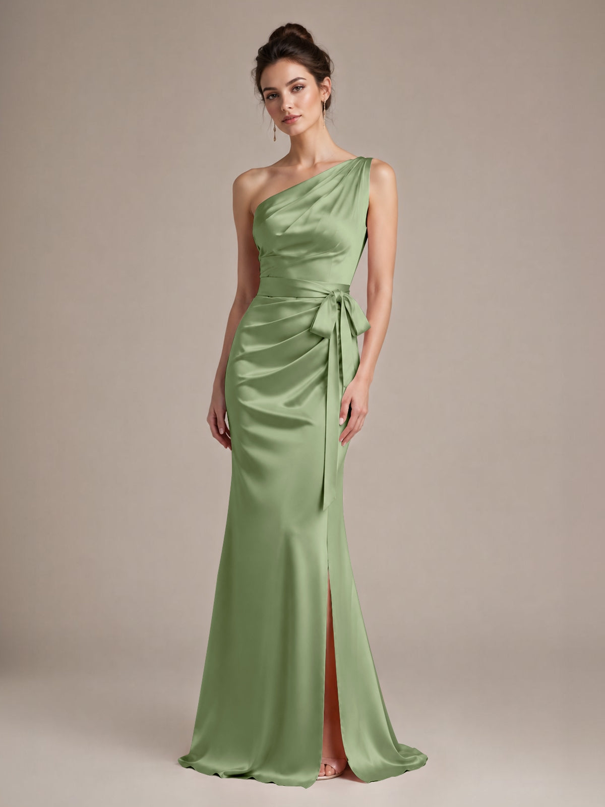 One-Shoulder Bridesmaid Dress with Sash