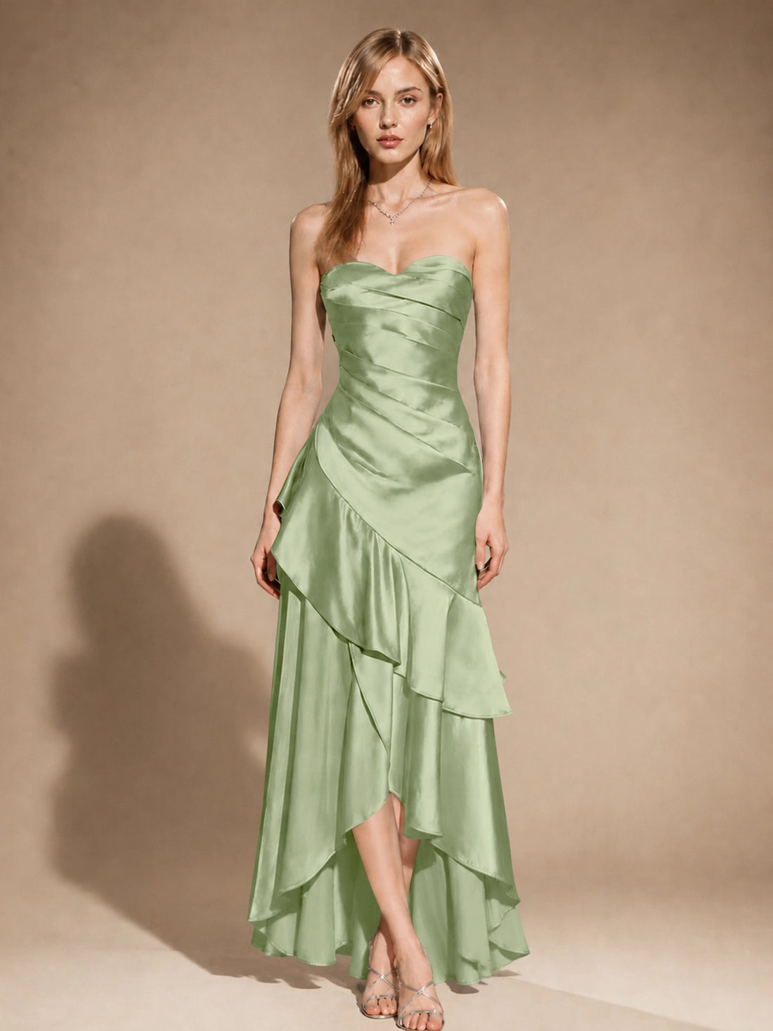 Strapless Prom Dress with Tiered Ruffles 