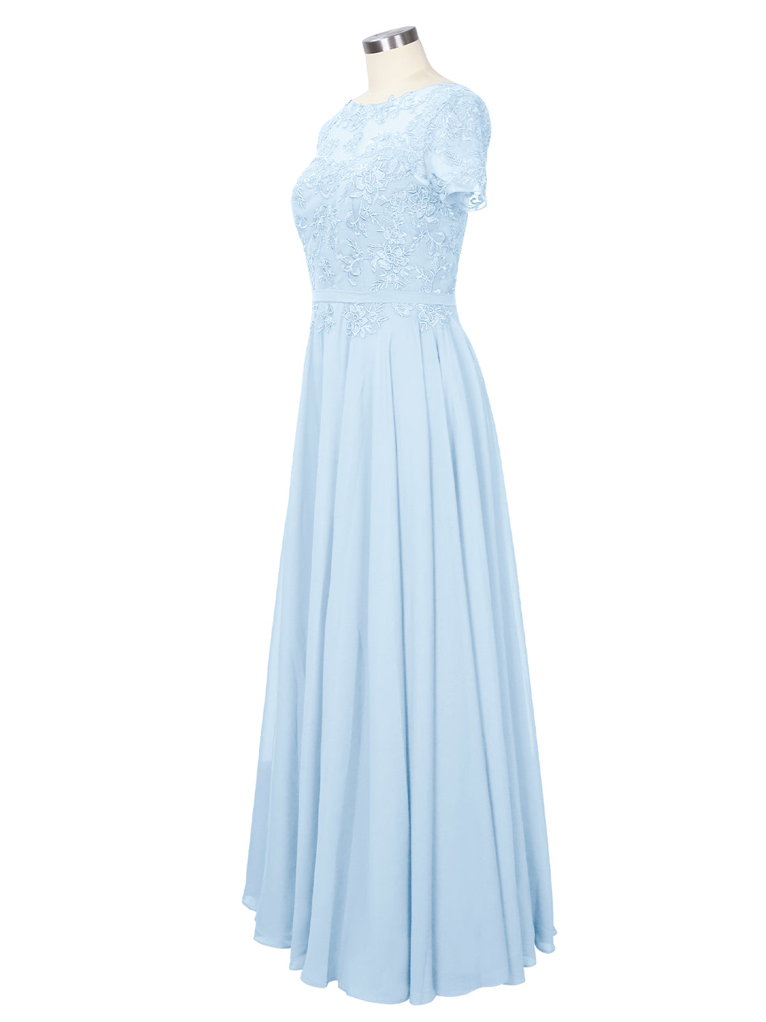 Illusion Applique Chiffon Dress 