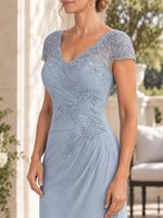 Sheath Mother of the Bride Dress with Cap Sleeves