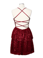 Sequined Halter Flare Mini Dress 
