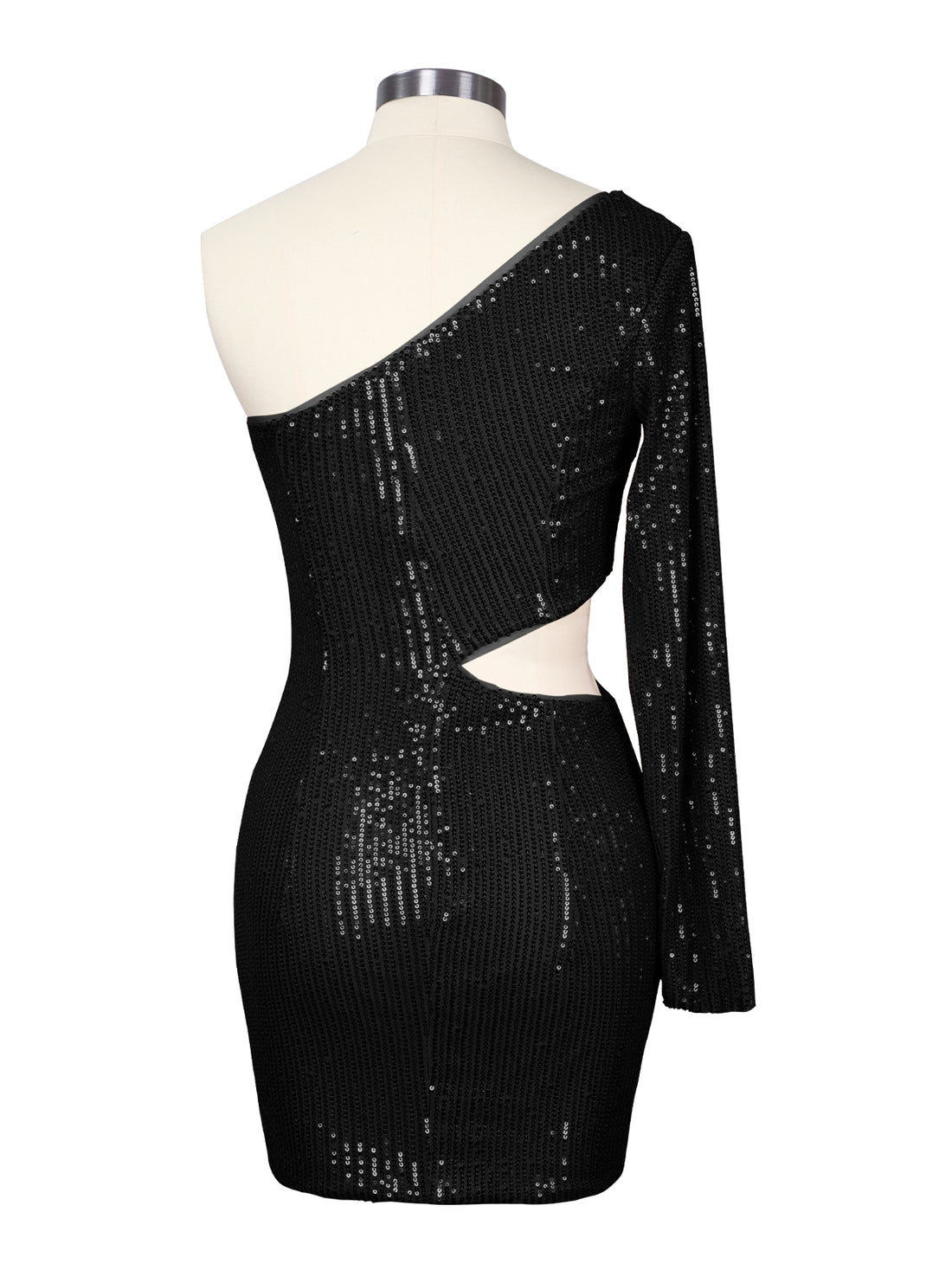 Waist Cutout One Shoulder Mini Dress 