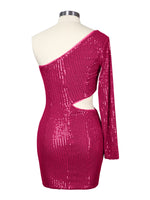 Waist Cutout One Shoulder Mini Dress 