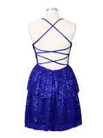 Sequined Halter Flare Mini Dress 