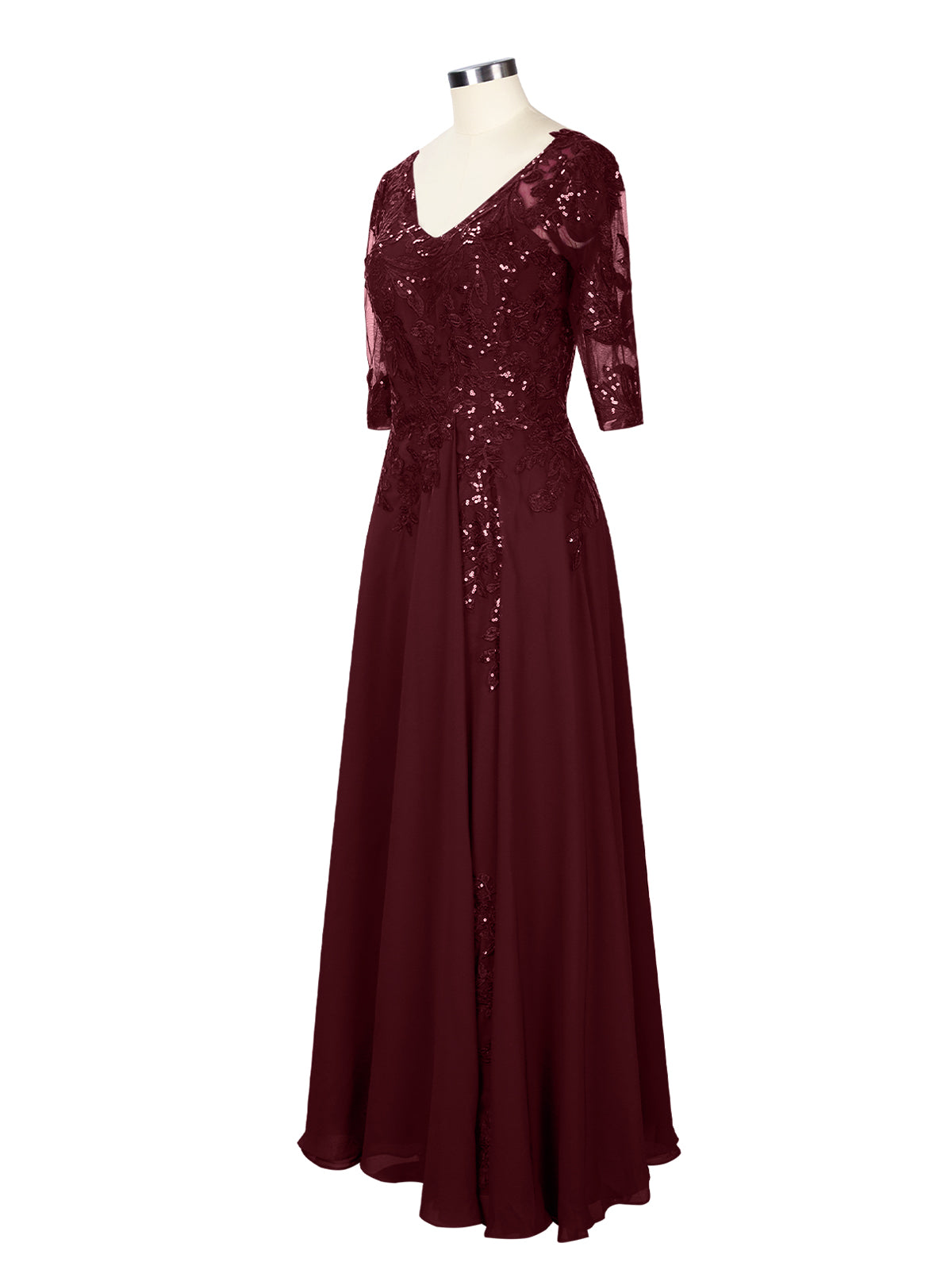 Applique V-Neck Chiffon Dress 