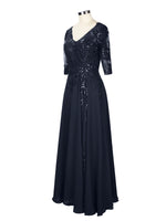 Applique V-Neck Chiffon Dress 