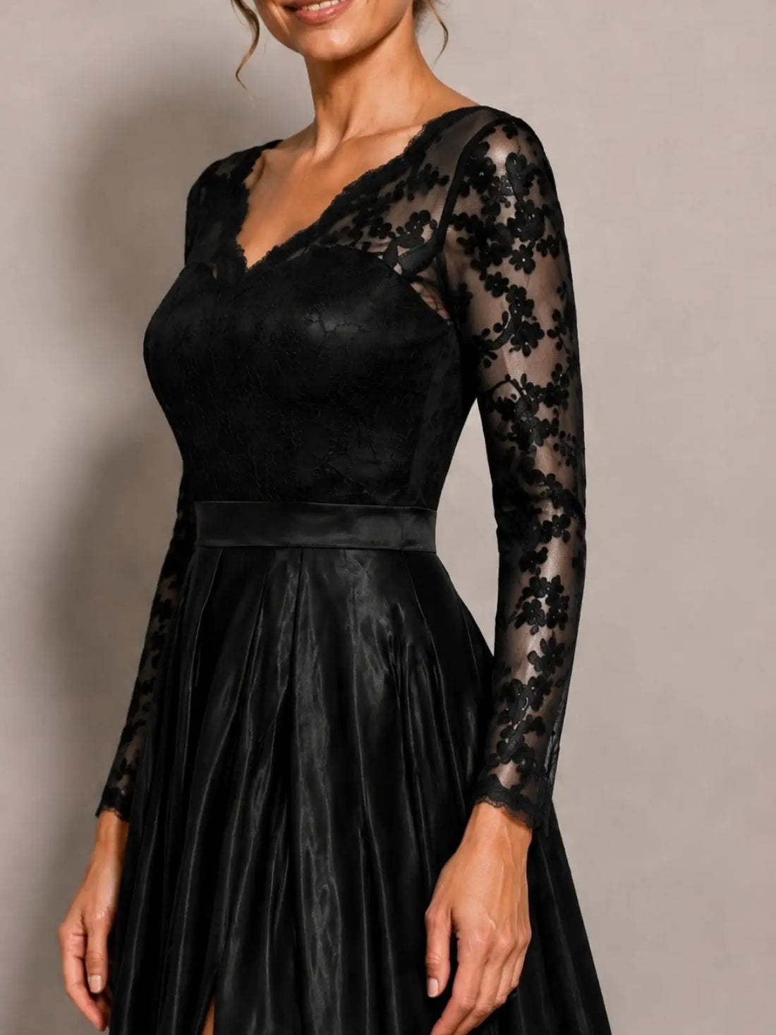 Satin Mother of the Bride Dress with Appliques
