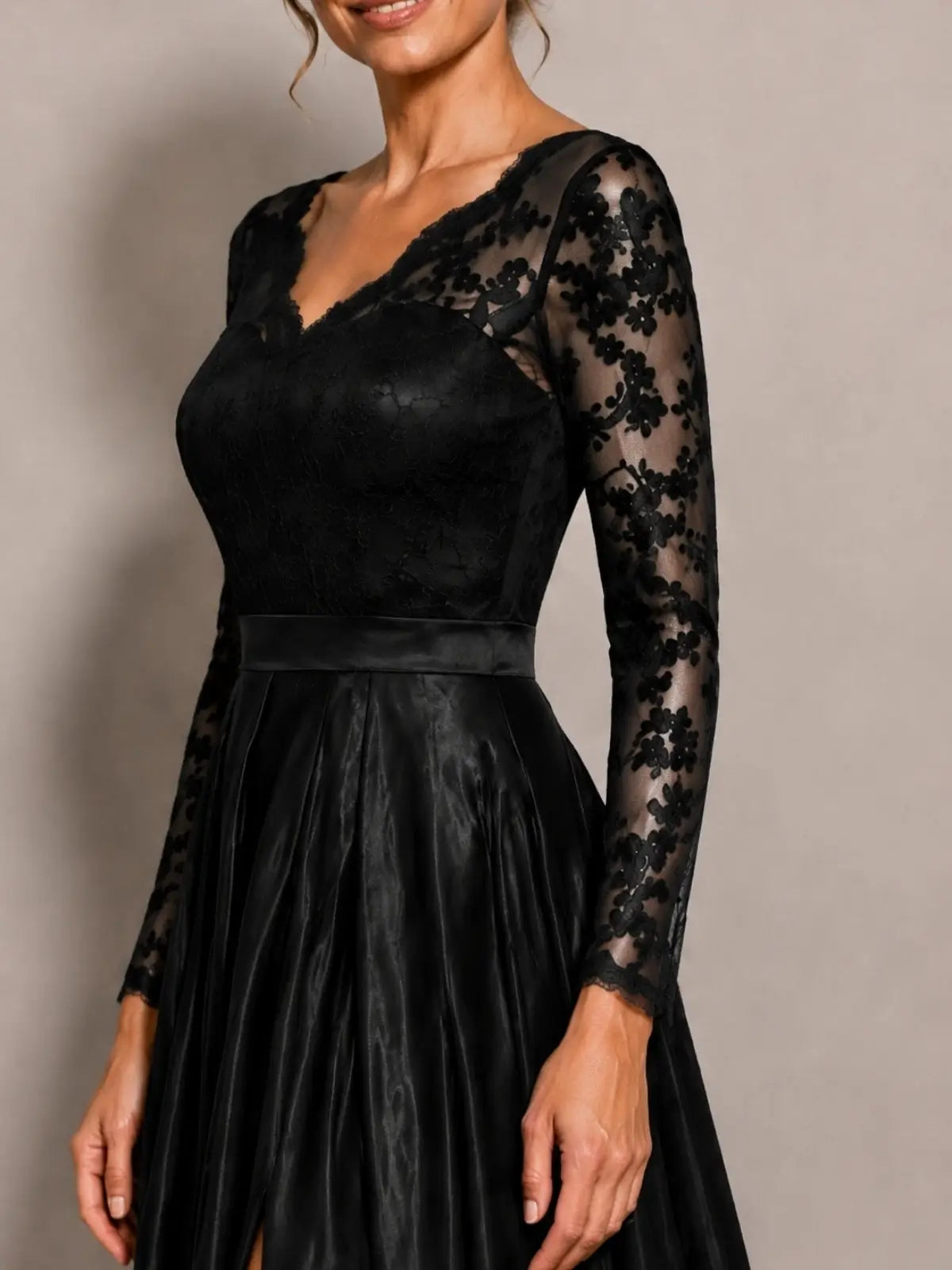 Satin Mother of the Bride Dress with Appliques