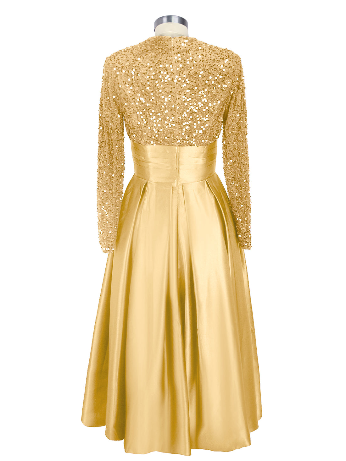 Sequined Boat Long Sleeves Dress 