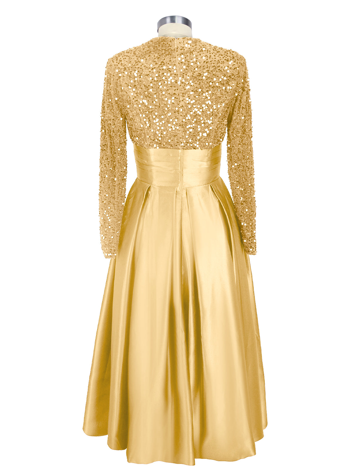 Sequined Boat Long Sleeves Dress 