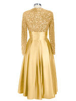 Sequined Boat Long Sleeves Dress 