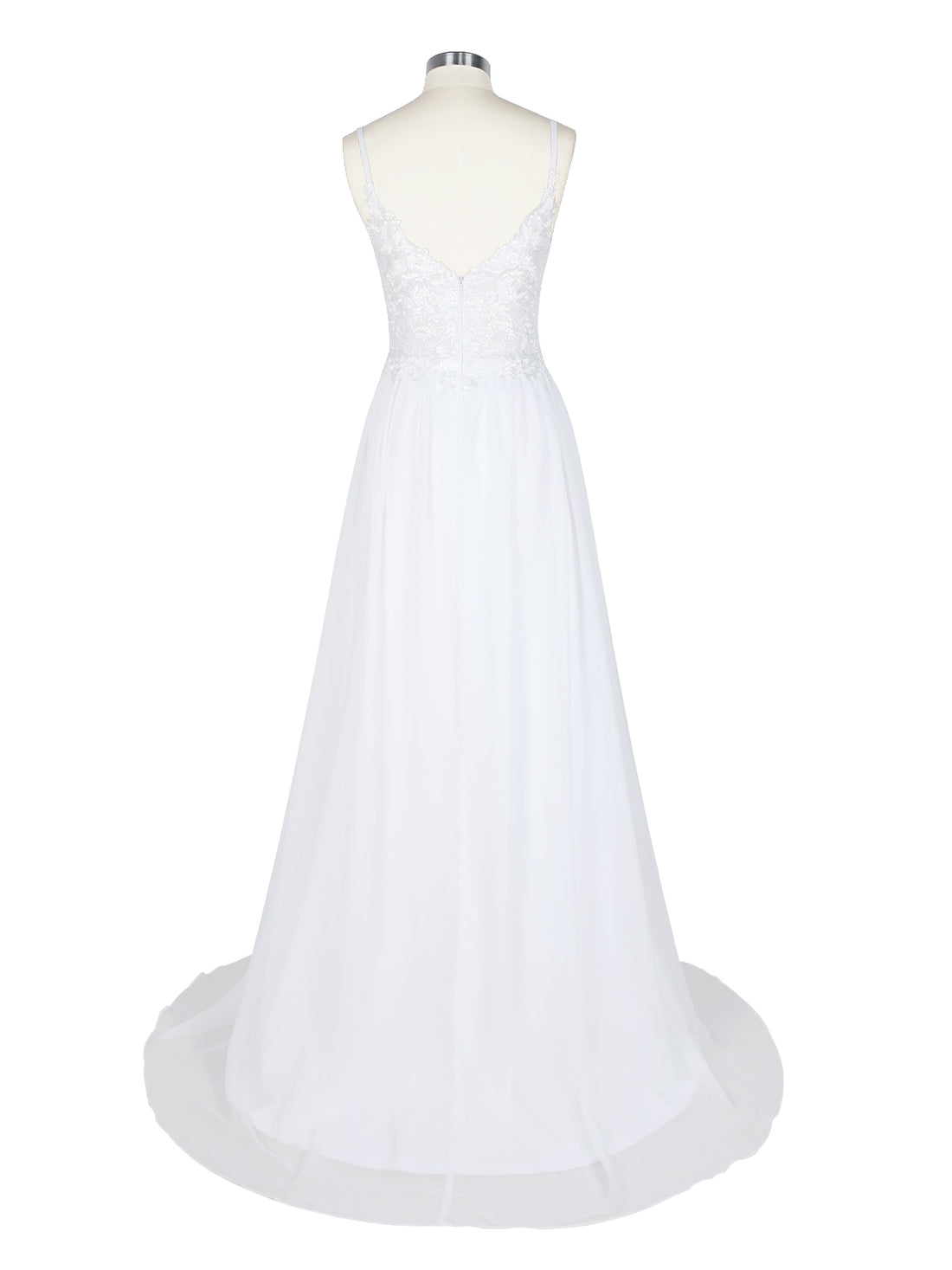Applique Slit Chiffon Wedding Dress 