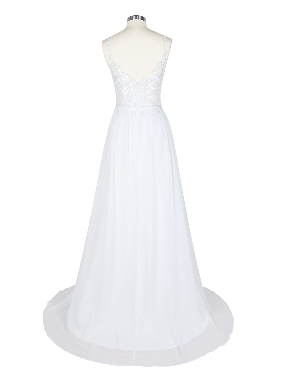 Applique Slit Chiffon Wedding Dress 