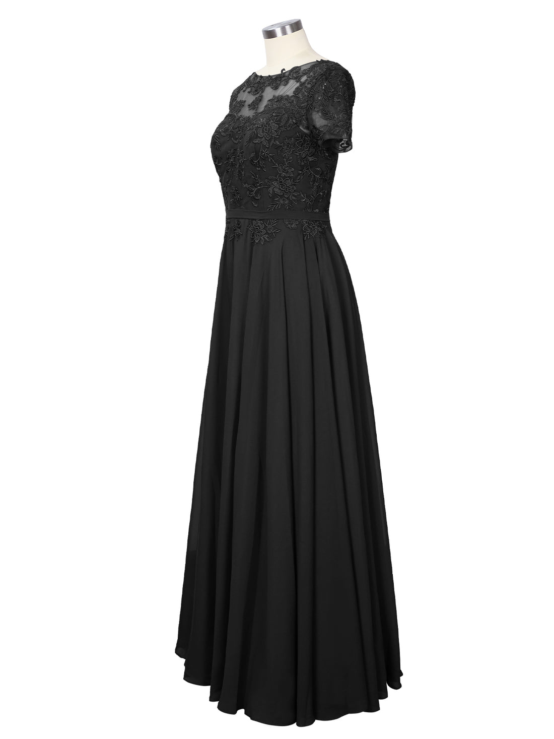 Illusion Applique Chiffon Dress 