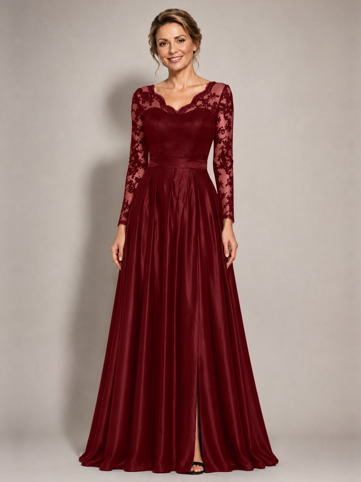 Satin Mother of the Bride Dress with Appliques
