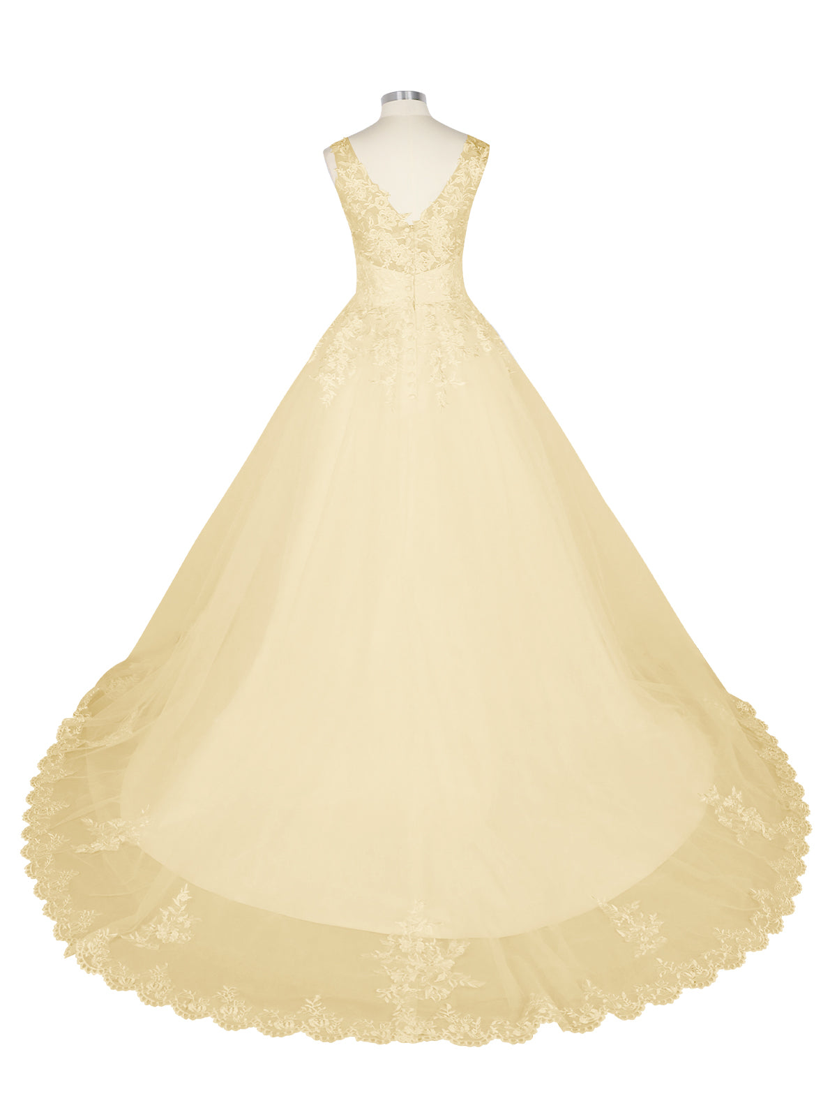 Wide Straps Applique Wedding Dress 