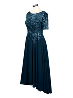 Applique Half Sleeves Chiffon Dress 