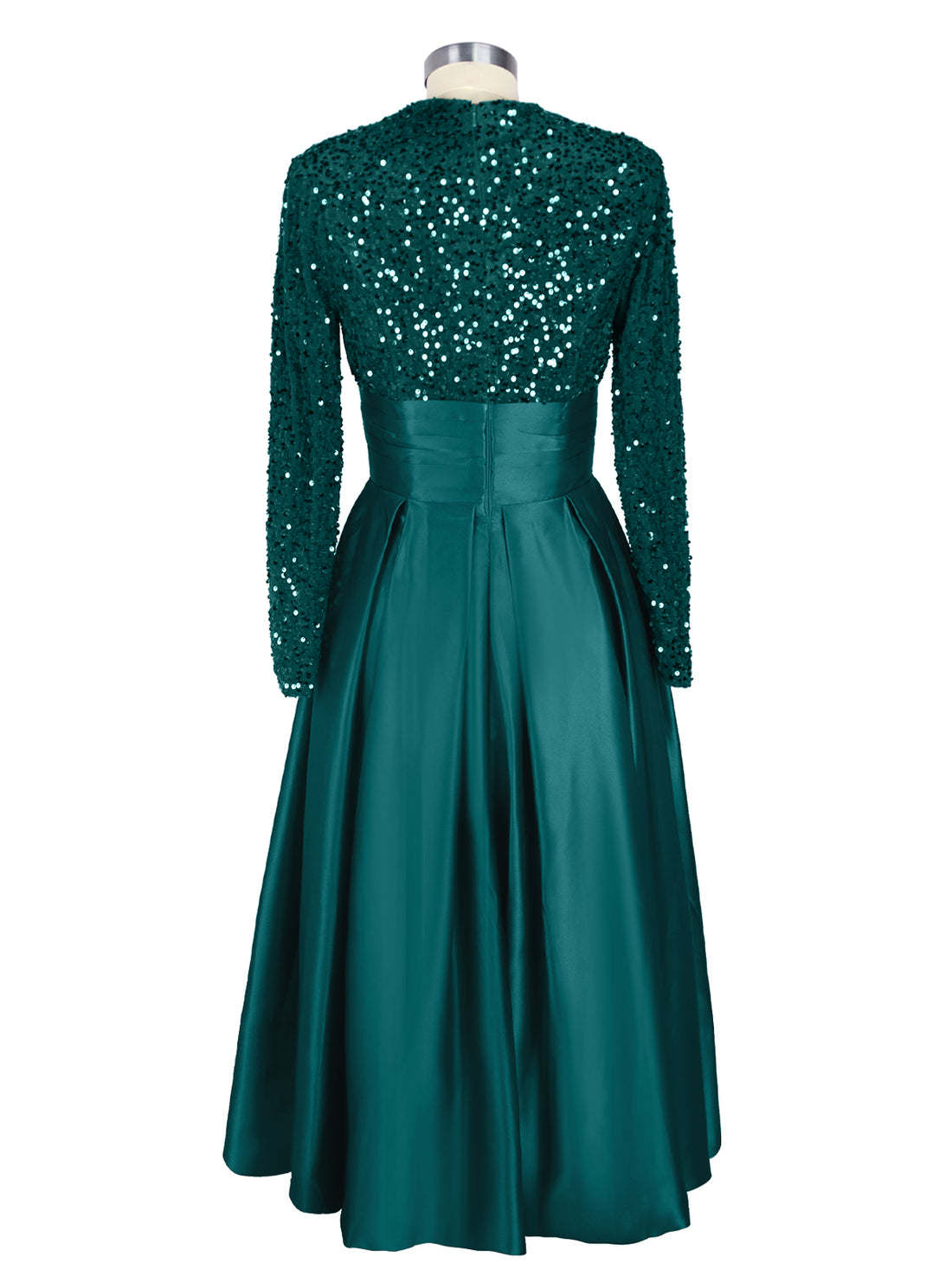 Sequined Boat Long Sleeves Dress 