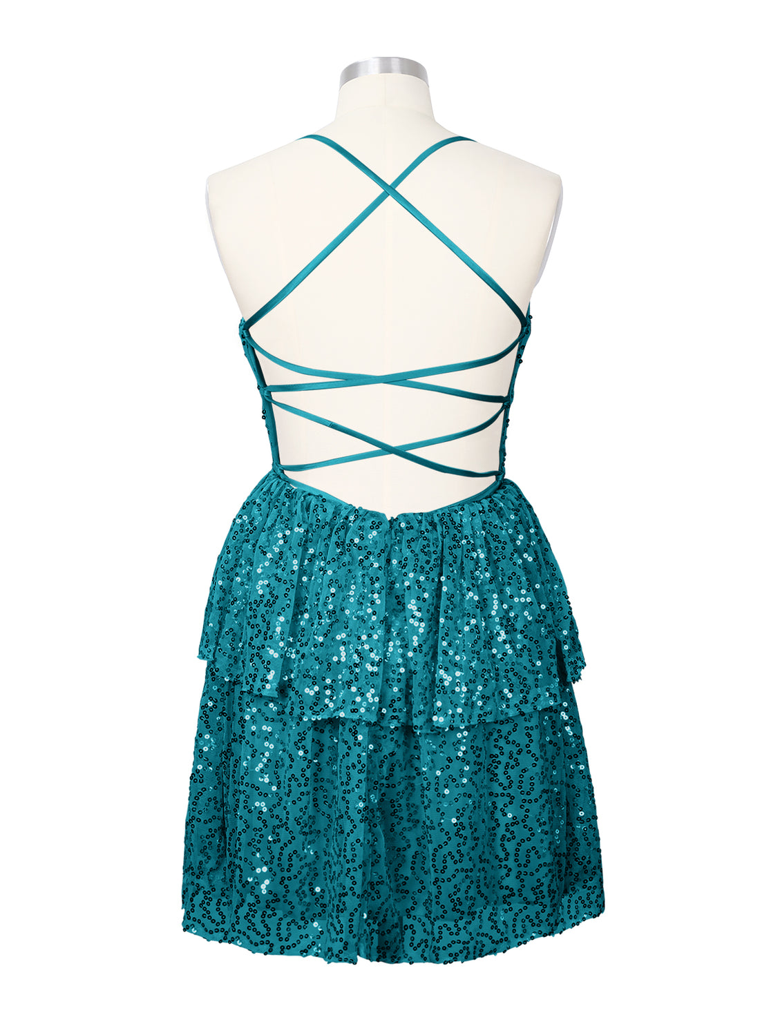 Sequined Halter Flare Mini Dress 