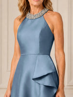 Halter Neck Mother of the Bride Dress with Slit