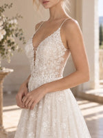 V-Neck Wedding Dress with Cutout Details