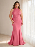 Halter Neckline Trumpet Dress-Plus Size 