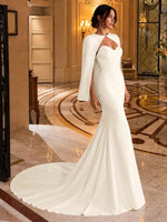 Stretch Satin Wedding Dress with Cape