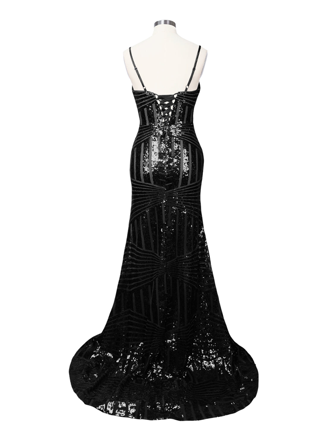 Geometric Sequin Prom Dress 