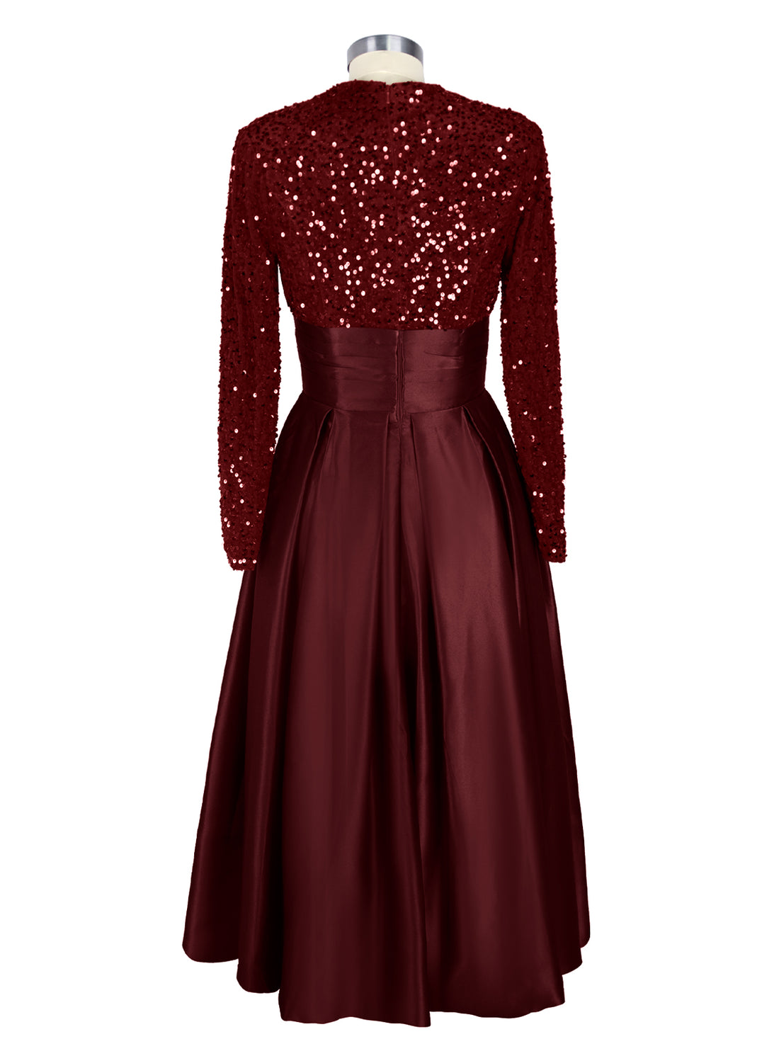 Sequined Boat Long Sleeves Dress 