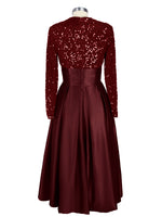 Sequined Boat Long Sleeves Dress 