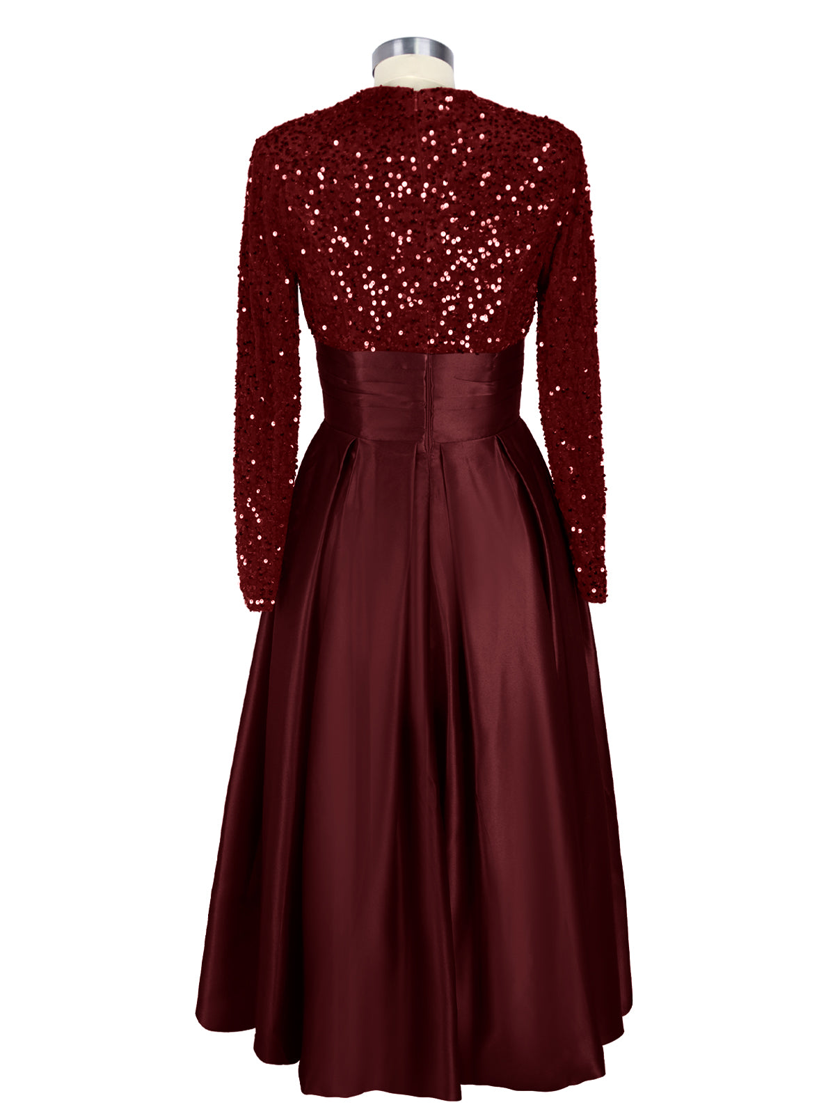 Sequined Boat Long Sleeves Dress 