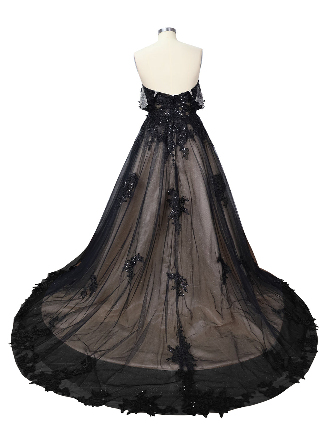 Applique Sequined Tulle Wedding Dress 