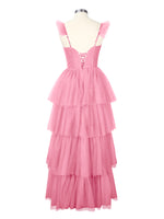Ruffled Strap Tiered Tulle Bridesmaid Dress 