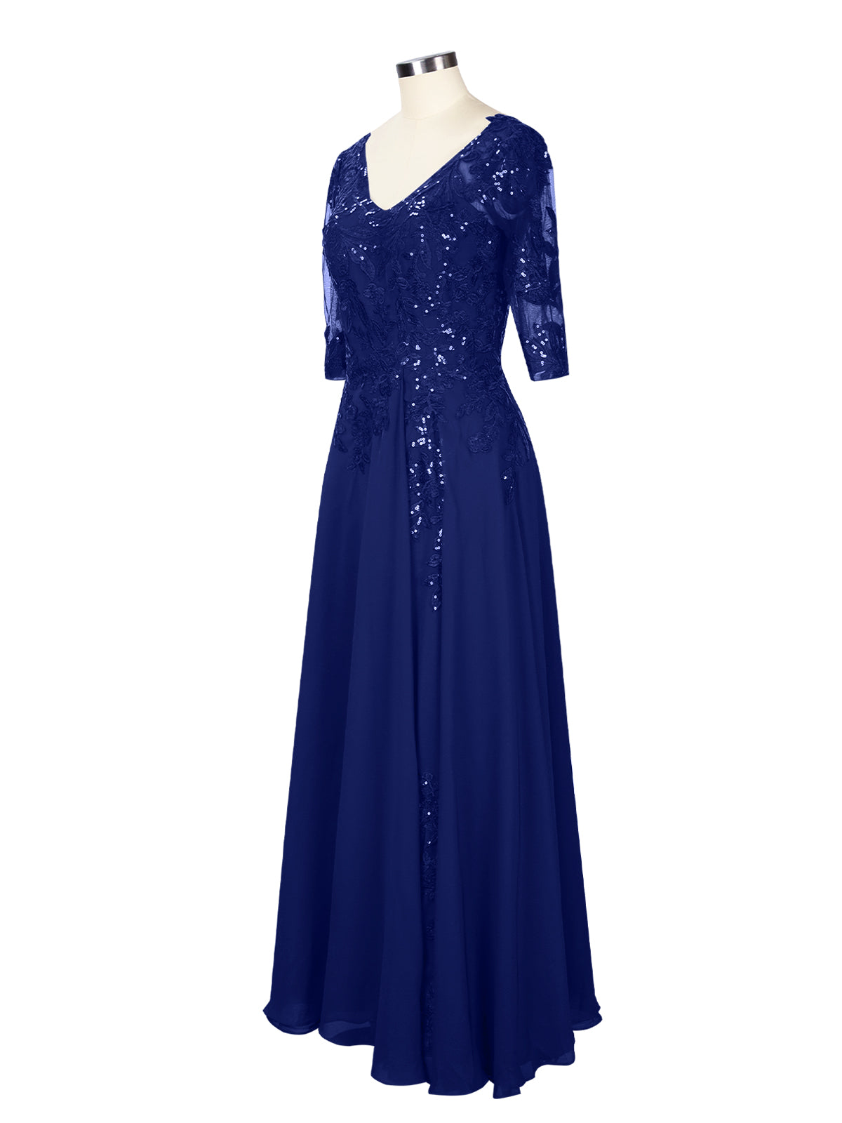 Applique V-Neck Chiffon Dress 