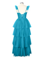 Ruffled Strap Tiered Tulle Bridesmaid Dress 