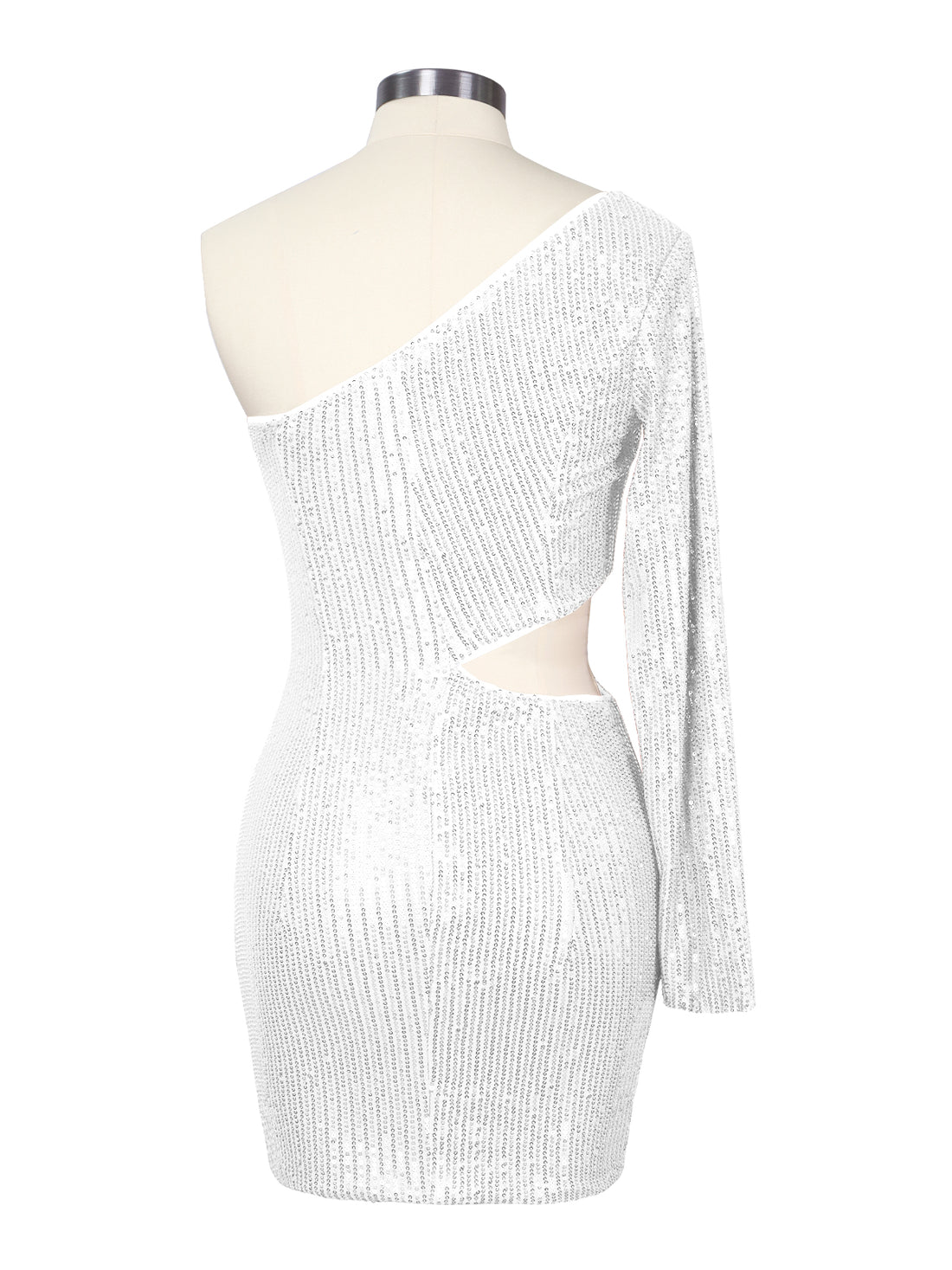 Waist Cutout One Shoulder Mini Dress 