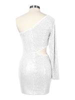 Waist Cutout One Shoulder Mini Dress 