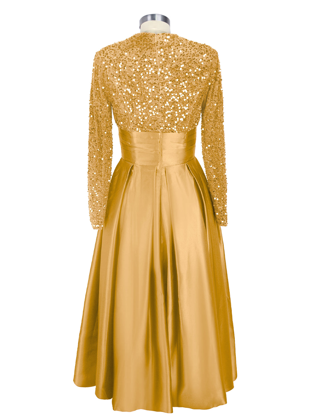 Sequined Boat Long Sleeves Dress 
