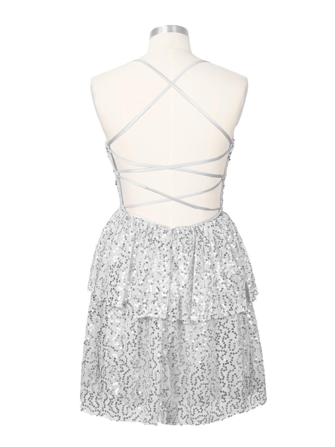 Sequined Halter Flare Mini Dress 