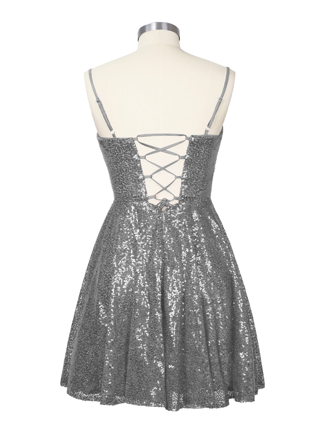 Sequin Scoop Neckline Mini Dress 