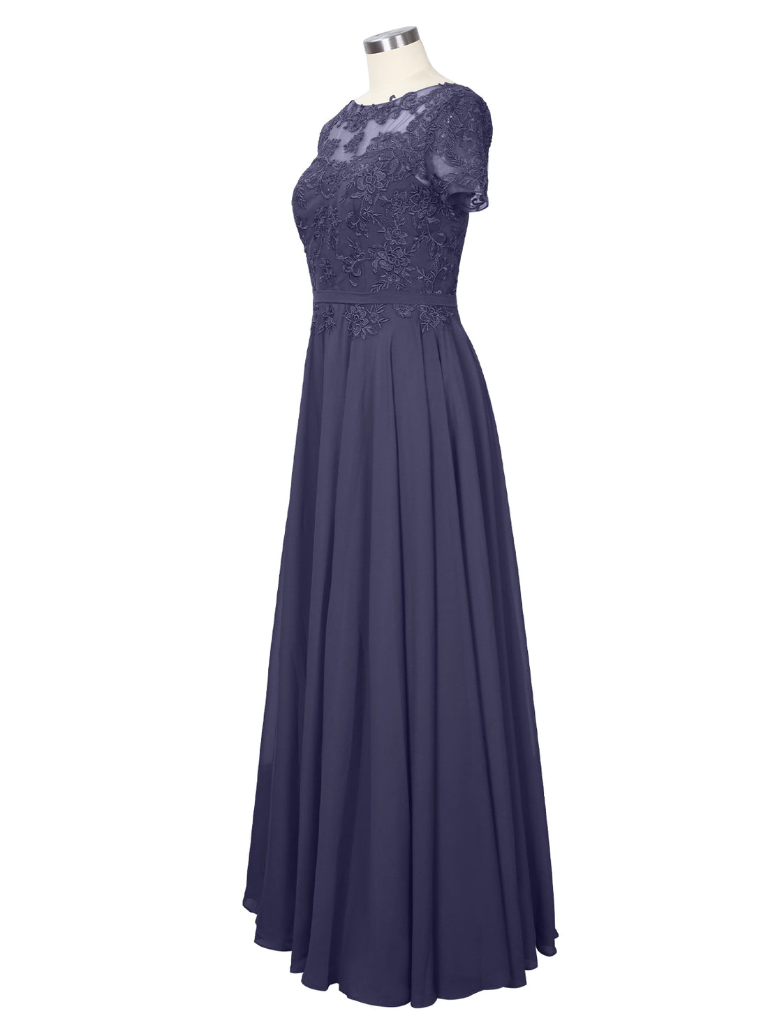 Illusion Applique Chiffon Dress 