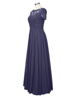 Illusion Applique Chiffon Dress 