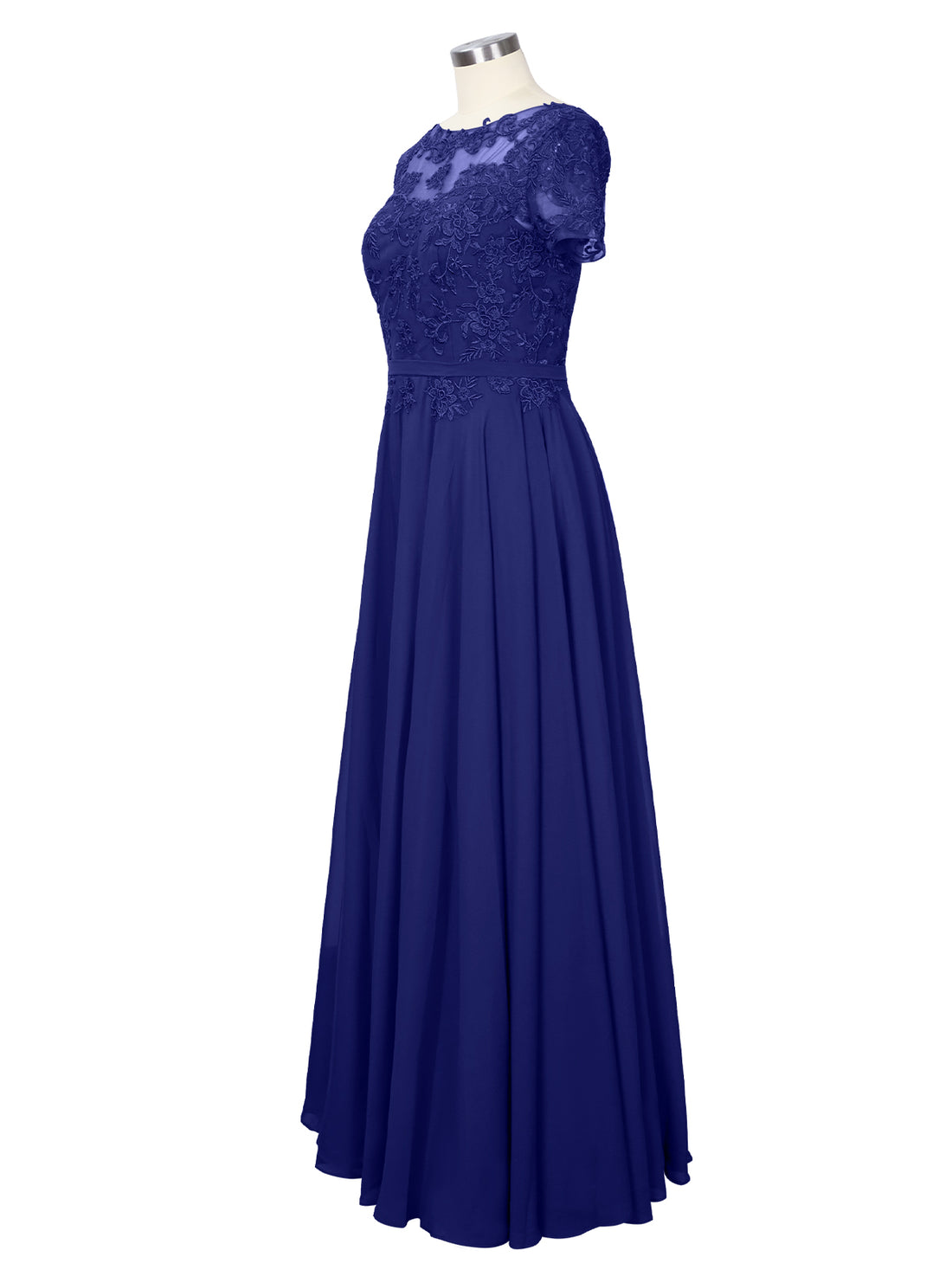 Illusion Applique Chiffon Dress 