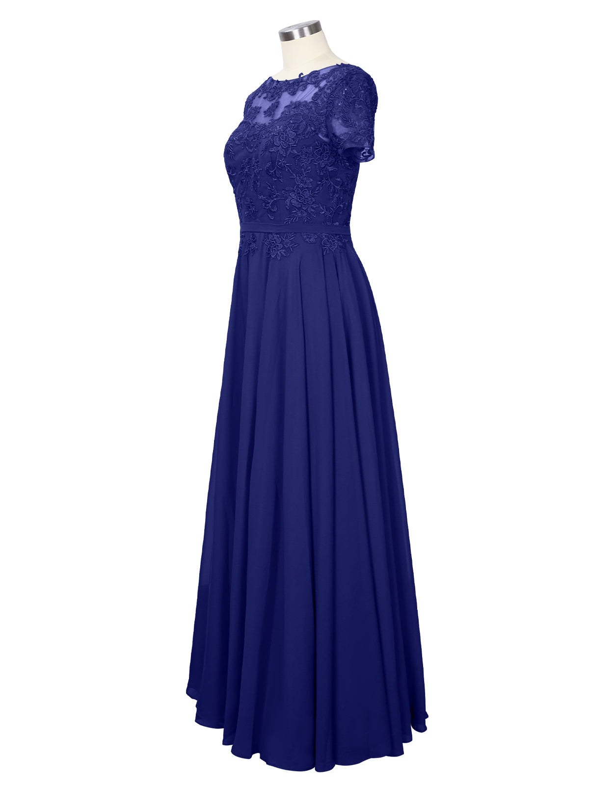 Illusion Applique Chiffon Dress 