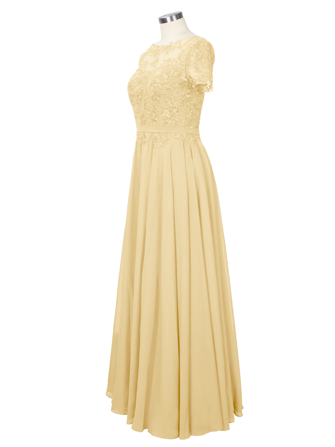 Illusion Applique Chiffon Dress 